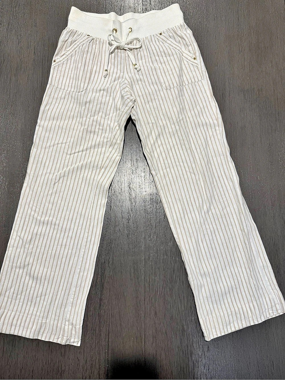GUESS NRVRL Striped Linen Blend Wide Leg Pants Size Small